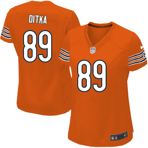 Women's Elite Mike Ditka Nike Jersey Orange Alternate - #89 NFL Chicago Bears